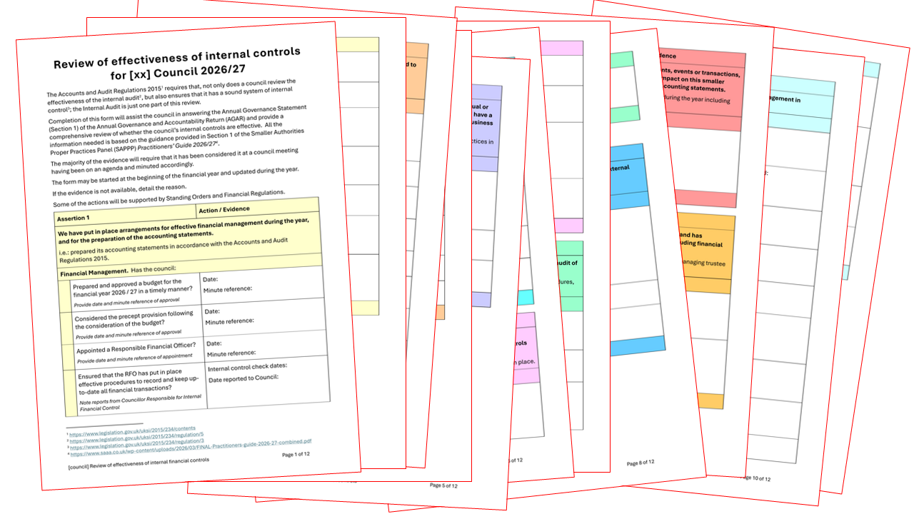 Internal Control Effectiveness form